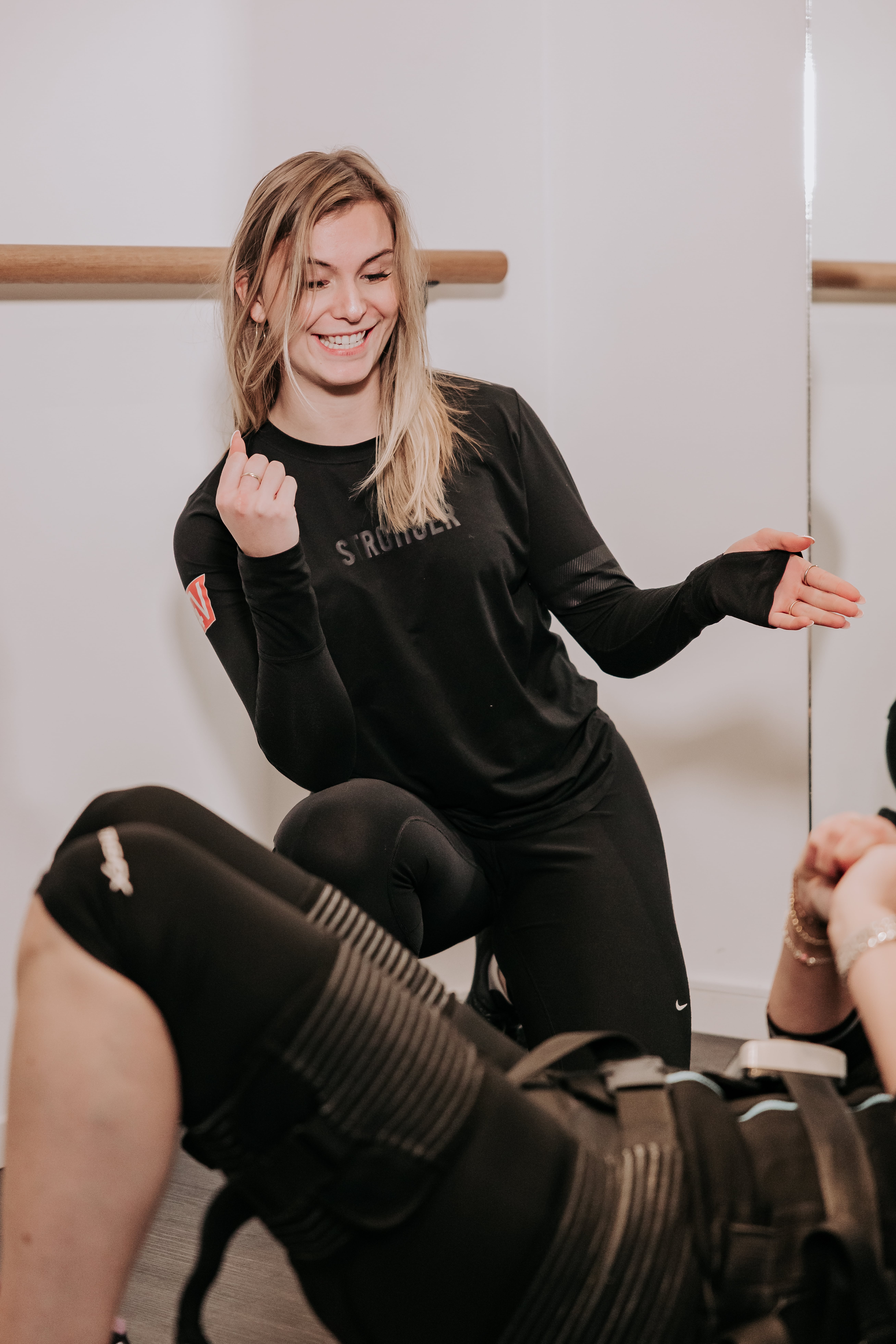 Two people talking on a walk