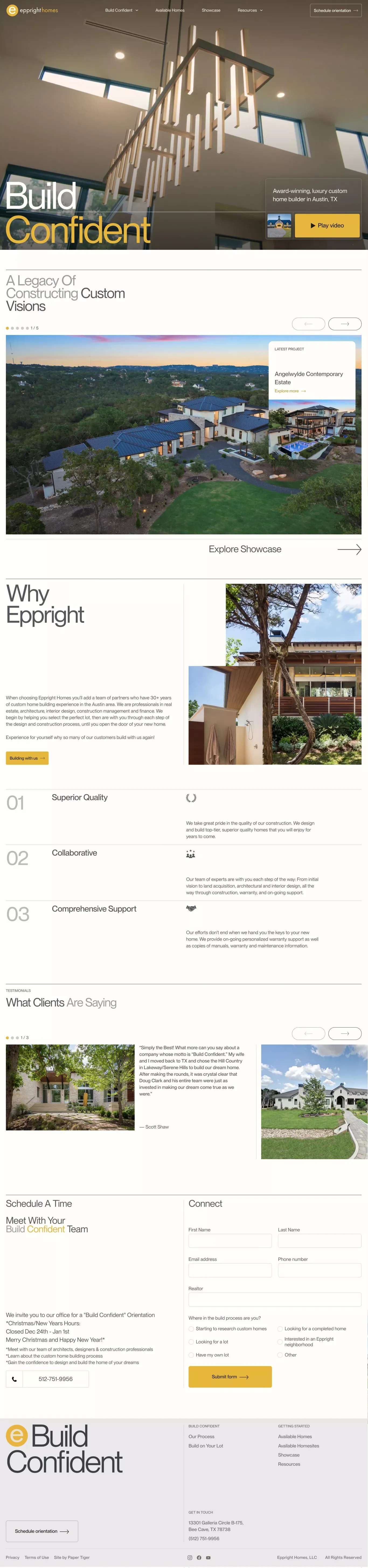 Eppright Homes portfolio page screenshot showcasing Architecture and Design design