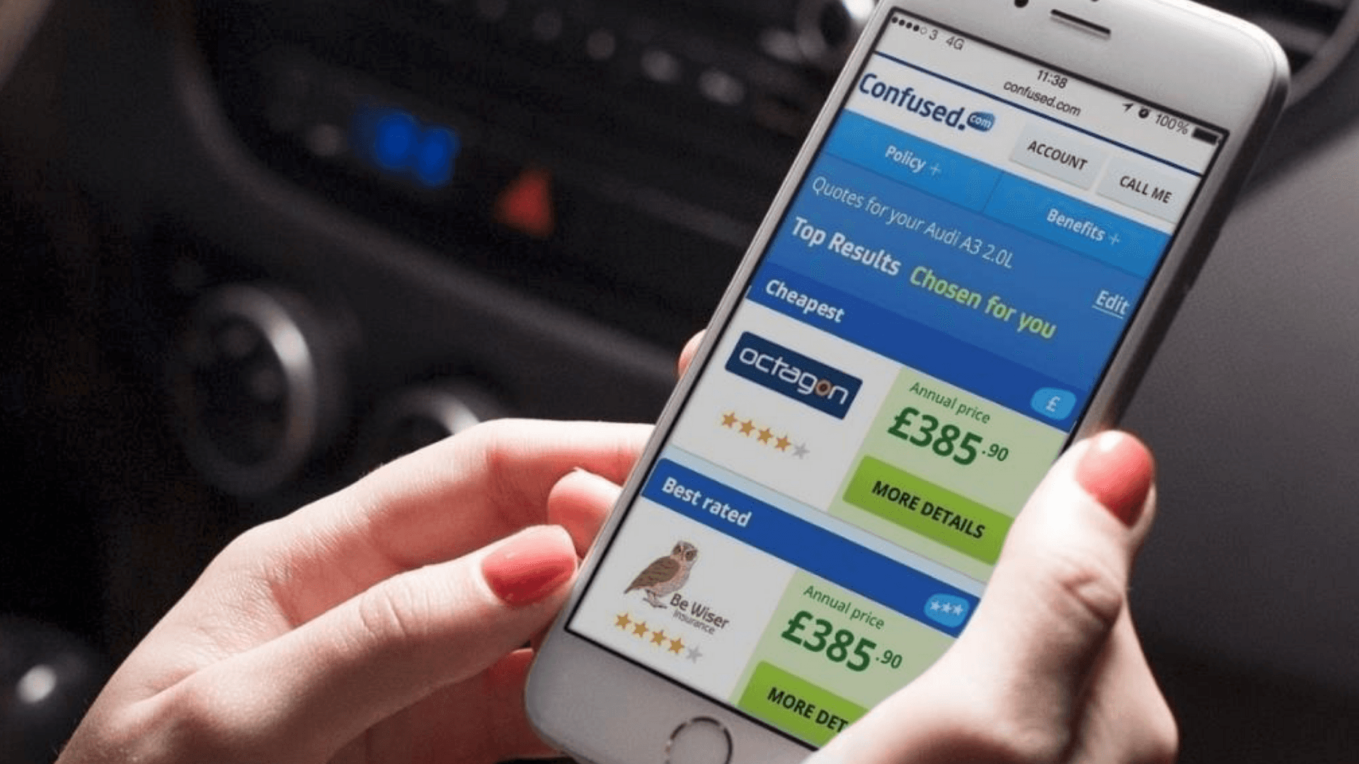Confused.com website on mobile