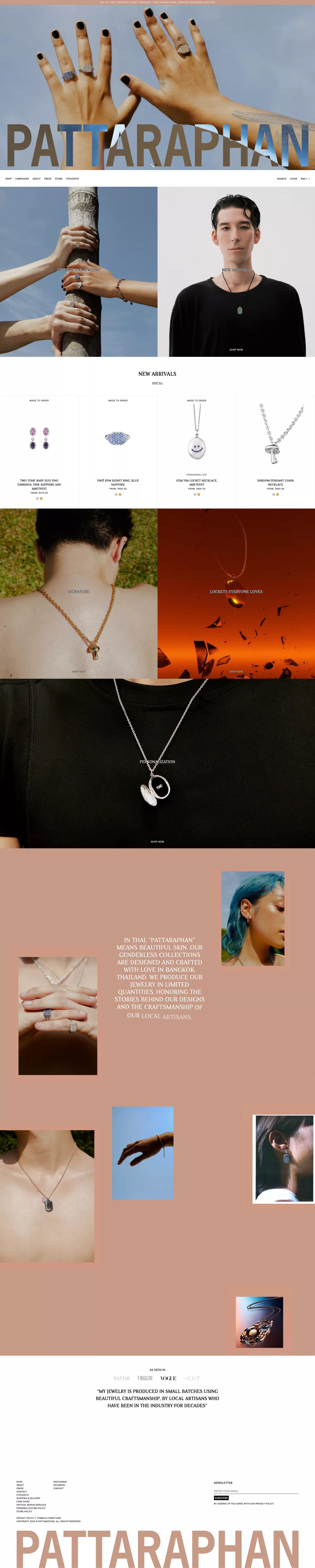 PATTARAPHAN ecommerce page screenshot showcasing Fashion and Ecommerce design