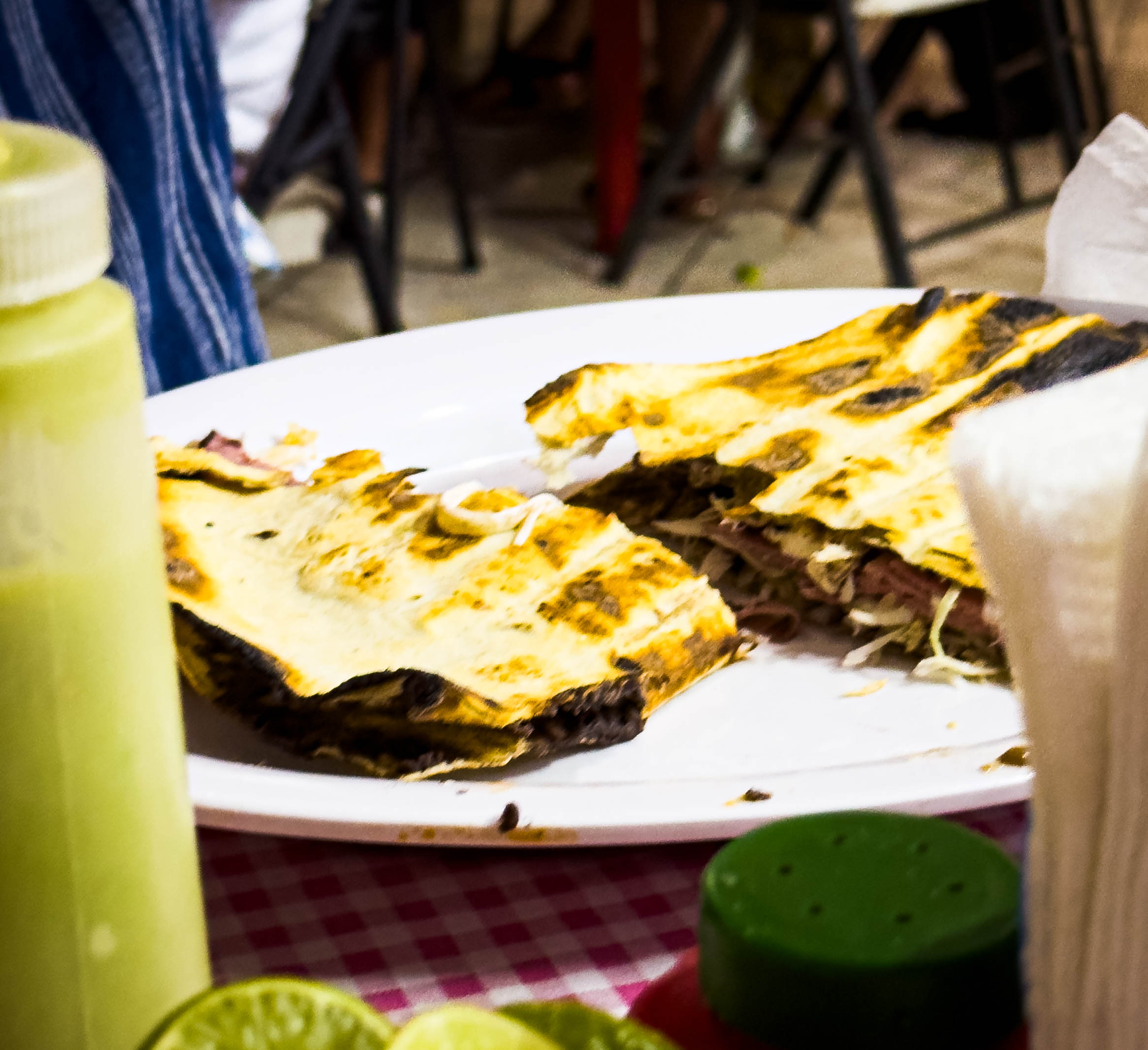 The tlayudas are delicious and grilled to perfection.