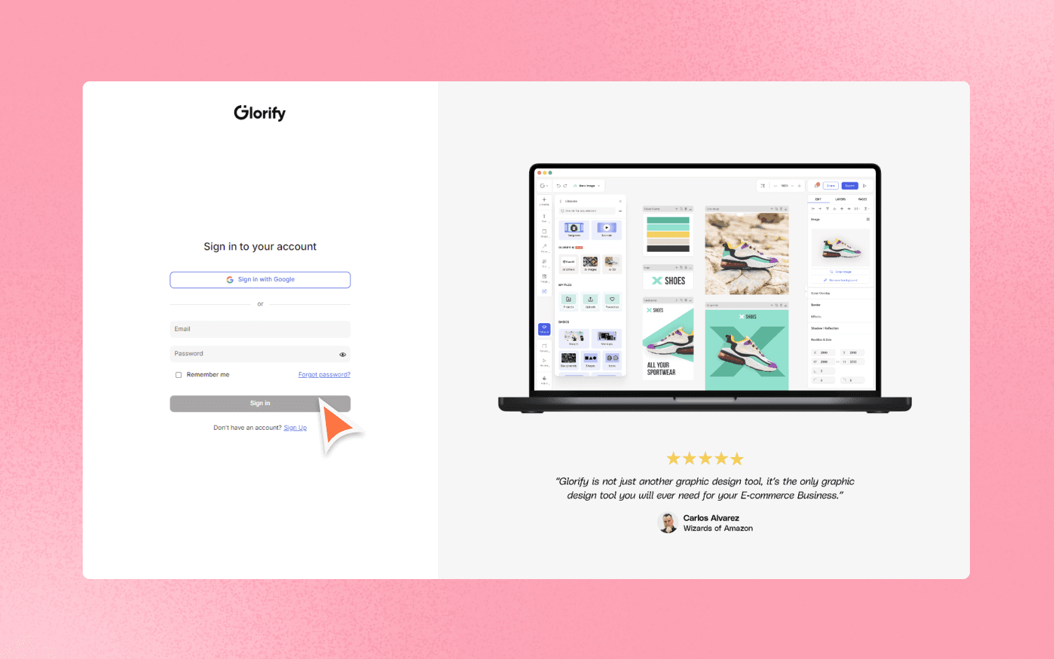 glorify login page