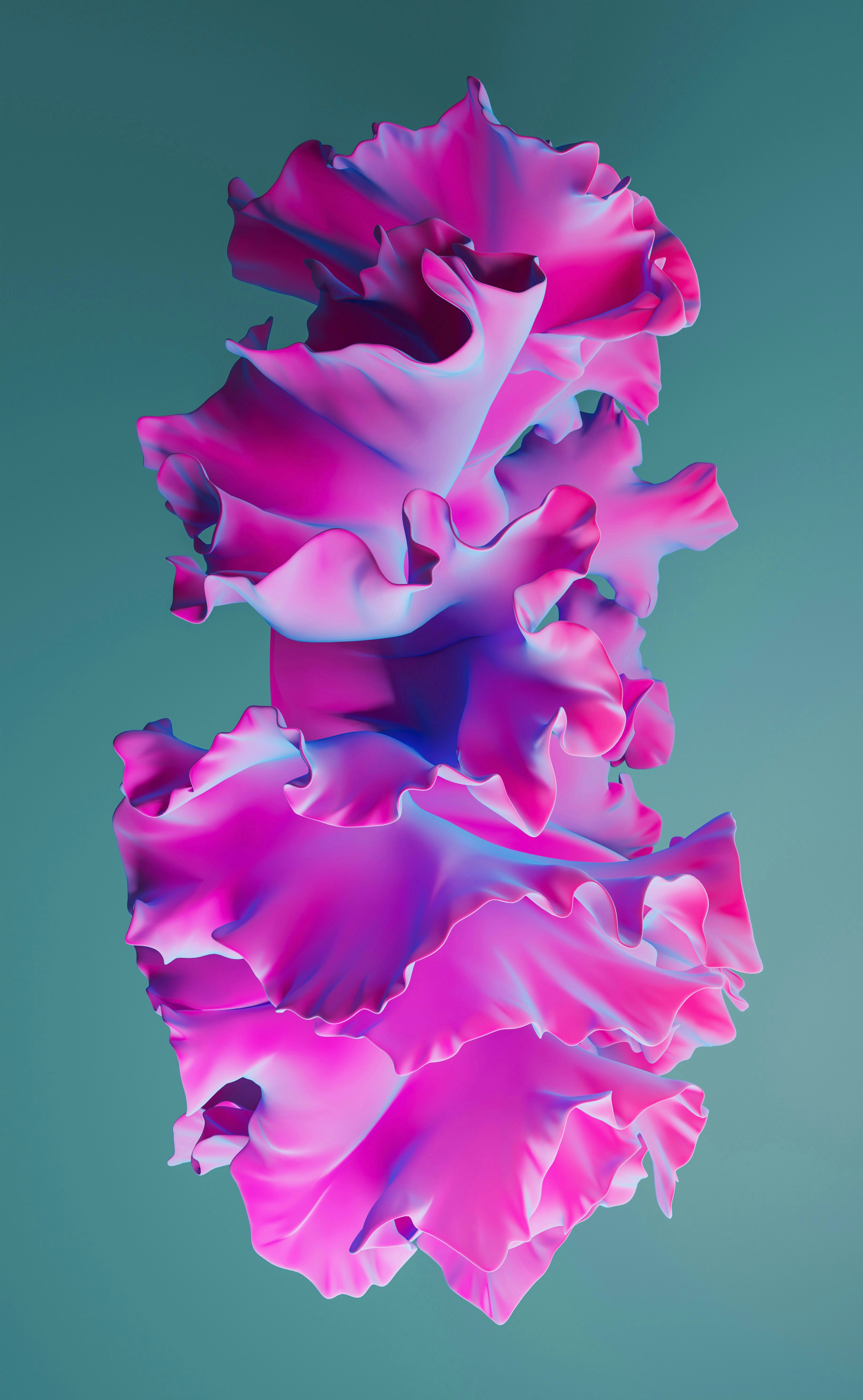 an abstract photo of a pink flower on a blue background