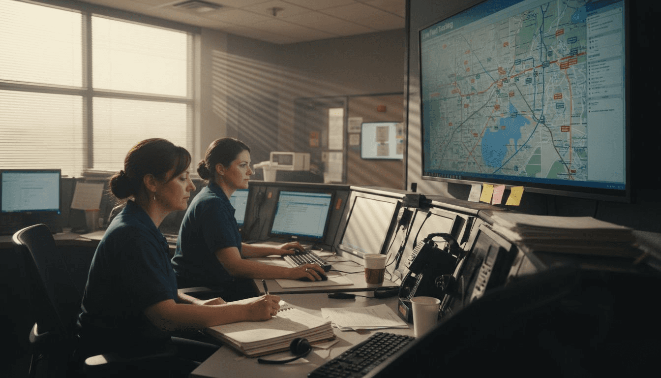 Dispatchers assigning routes with live tracking