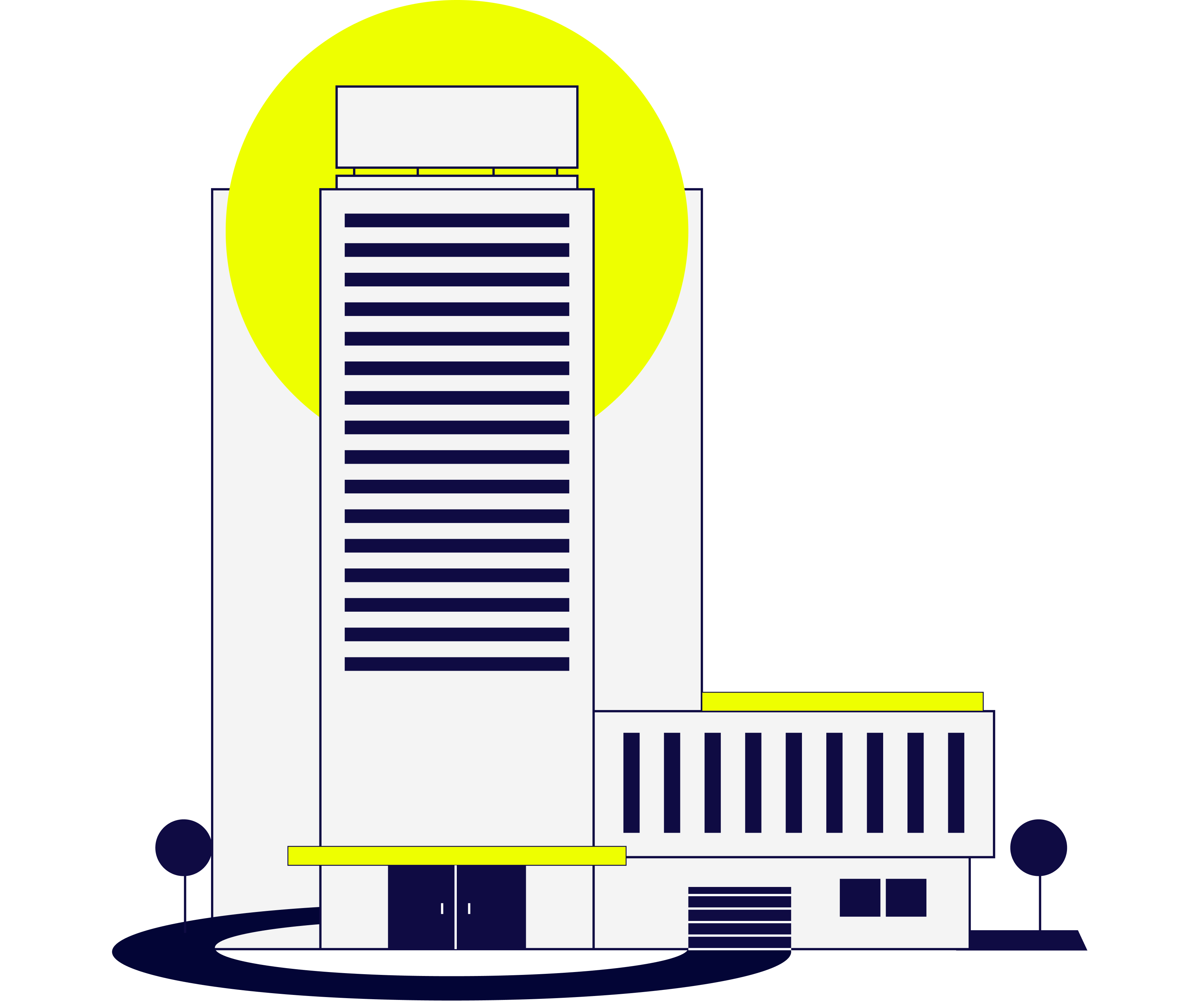 Ilustracion de una torre medica vertical de arquitectura moderna con parqueadero de zona p