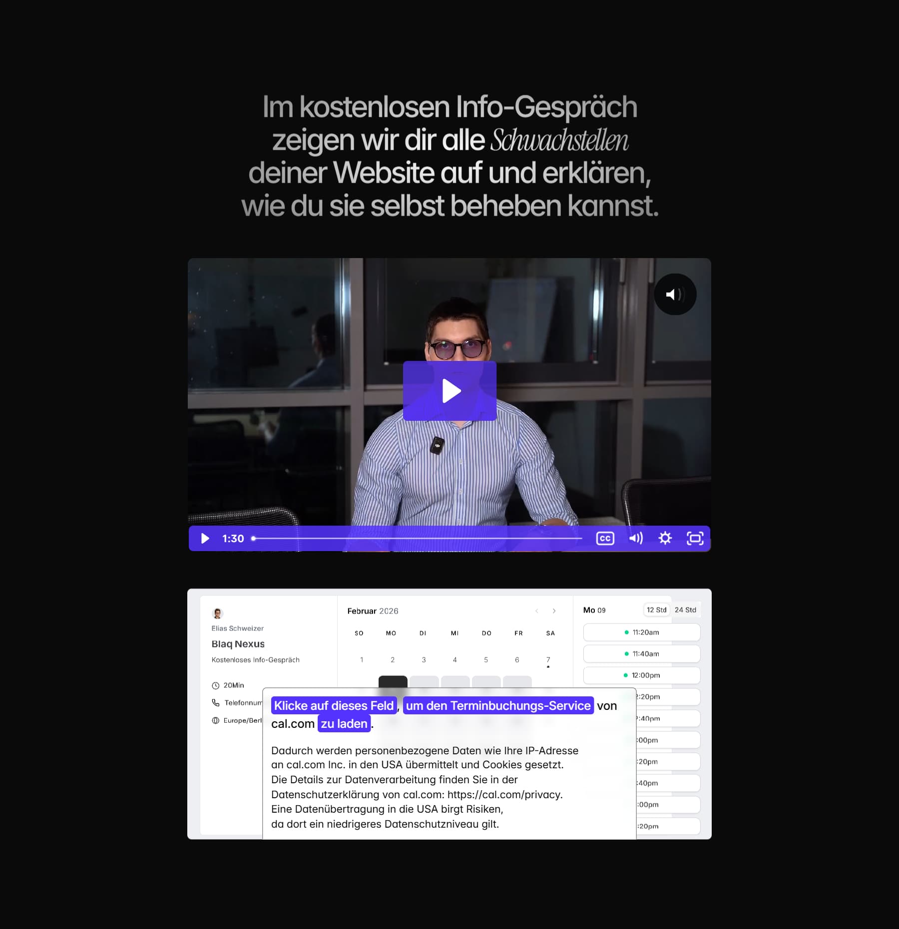 eine website-sektion, es wird erklärt, welche schwachstellen viele websites normalerweise aufweisen 2