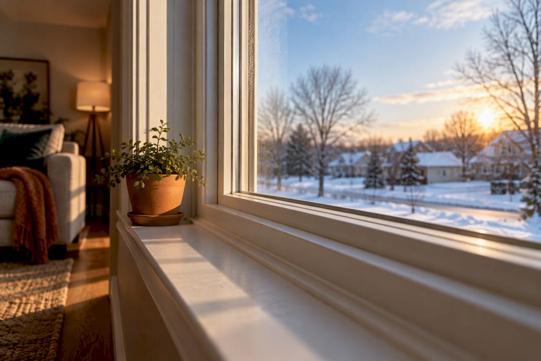 Energy efficient window in bright home interior