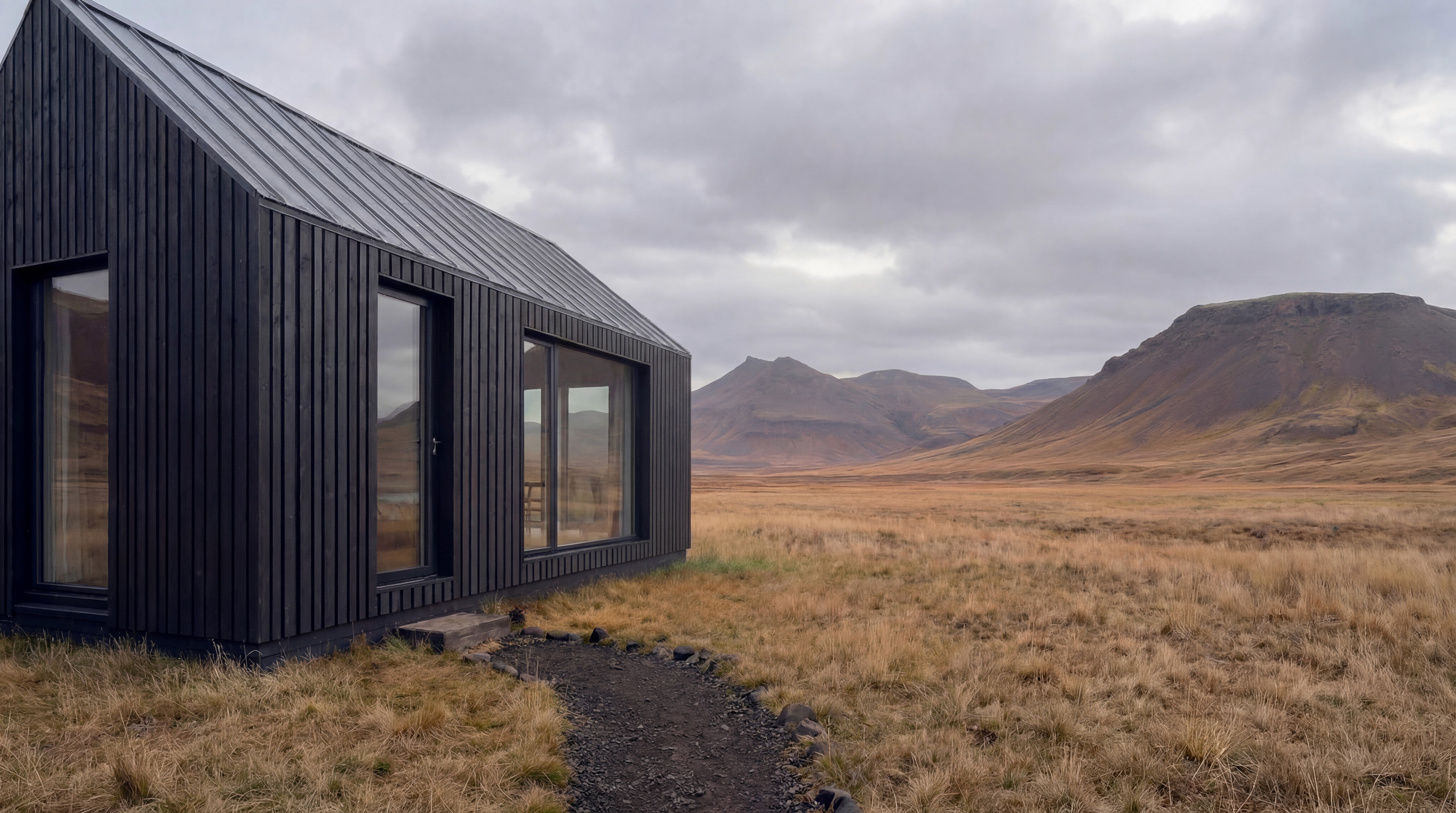 Degintos medienos Skandinaviškas namas miške