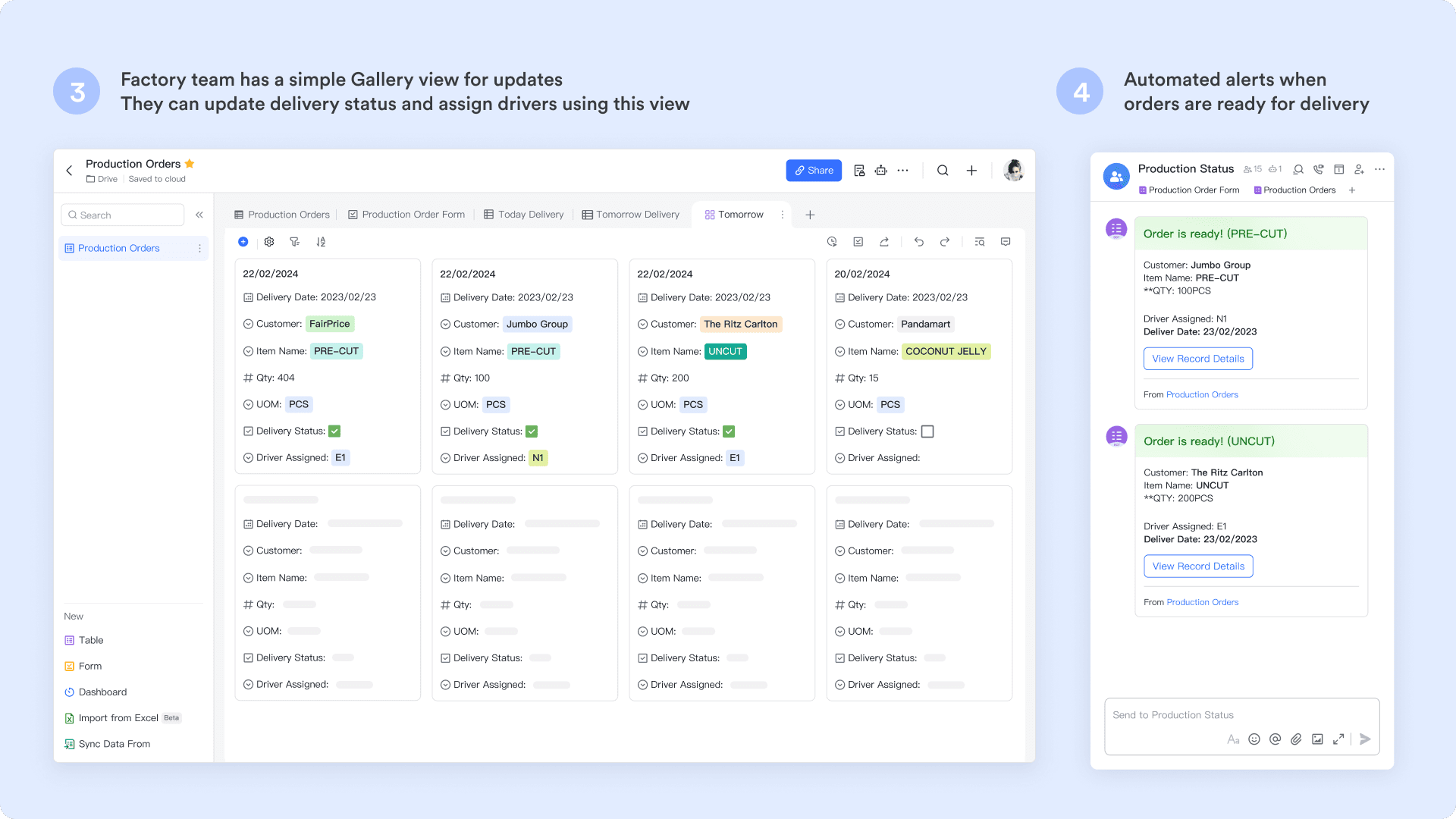 Production Status and Alerts