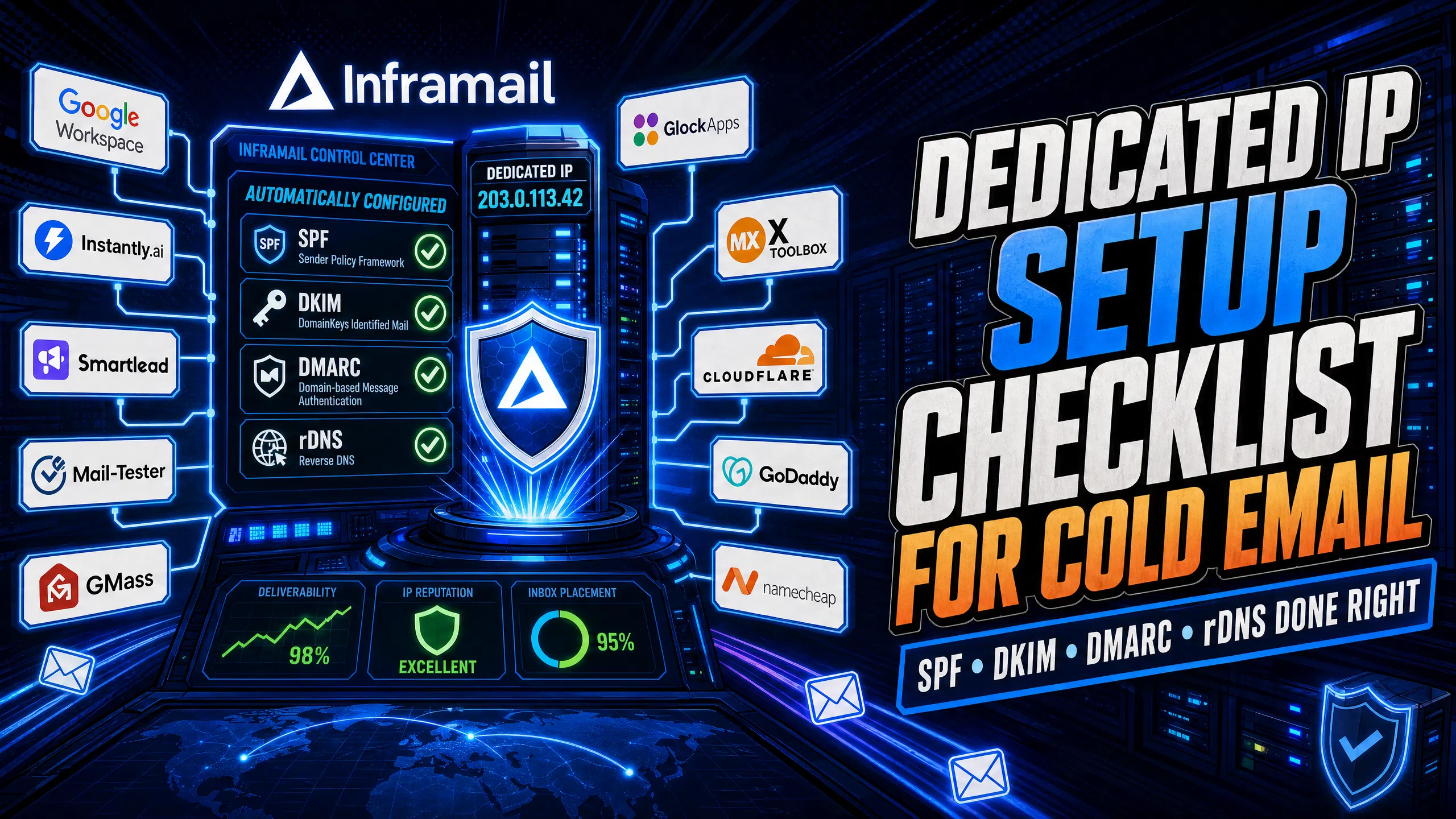 Dedicated IP Setup Checklist for Cold Email: SPF, DKIM, DMARC, rDNS Done Right