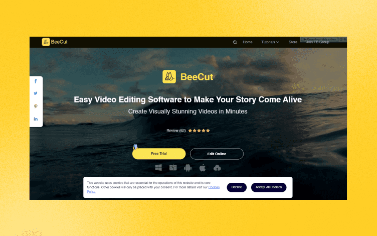 BeeCut website homepage