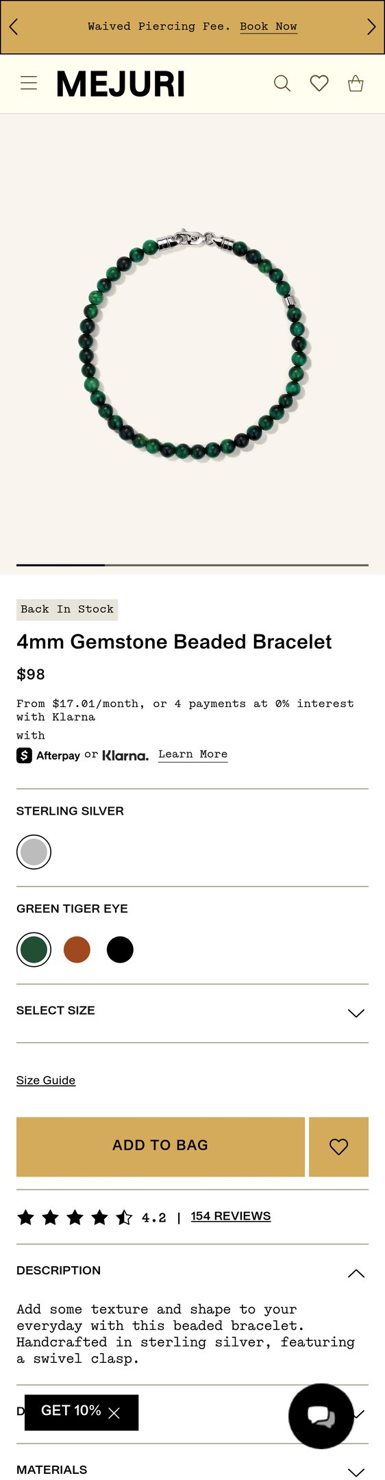 Jewelry product options include: bracelet for Sterling Silver 4mm Gemstone Beaded Bracelet - Jewelry from Mejuri.