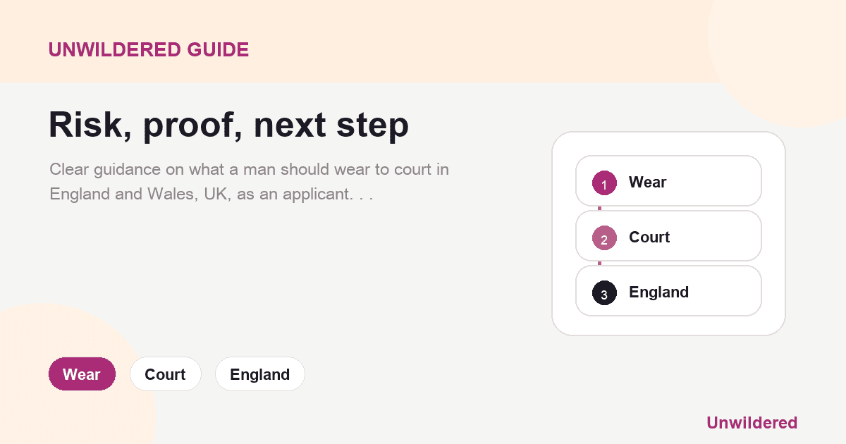 Explainer card for What Best to Wear to Court as a Man (England and Wales) UK: Wear, Court, England.