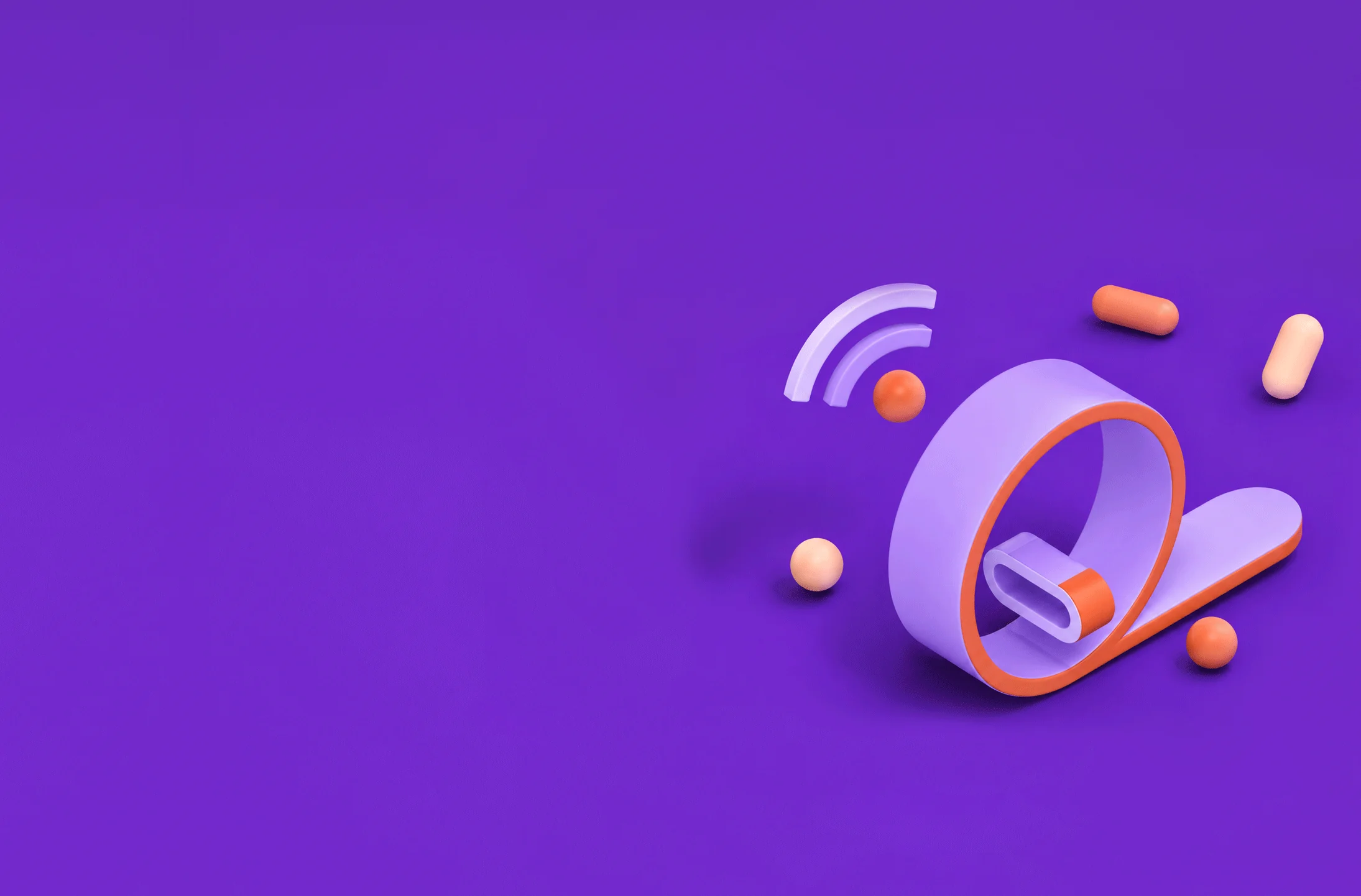 3D illustration of an RFID event wristband on a violet background