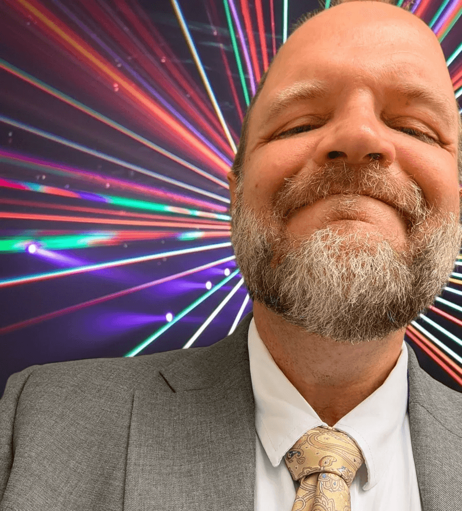Mike Seely with his lasers