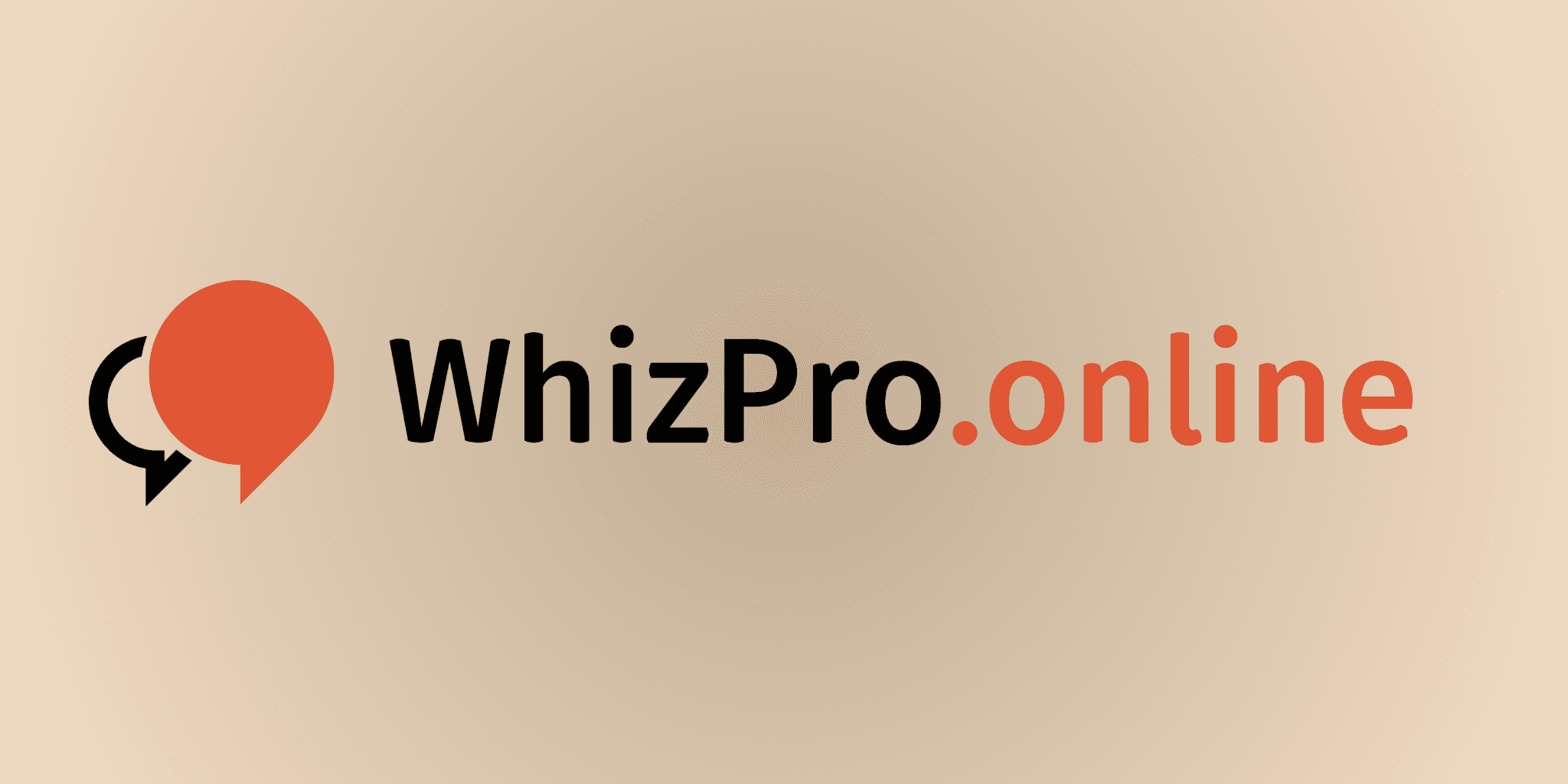 WhizPro.online logo featuring orange speech bubble and black circular arrow, representing on-demand professional consultation platform.