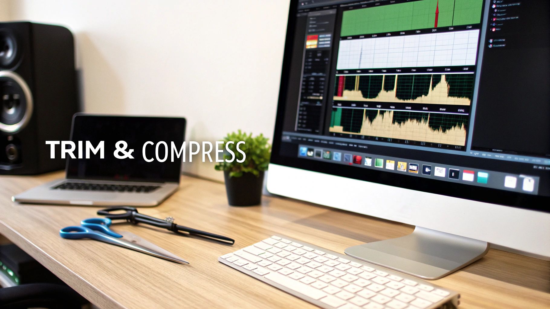 A person using a laptop to edit a video, symbolizing advanced optimization techniques.