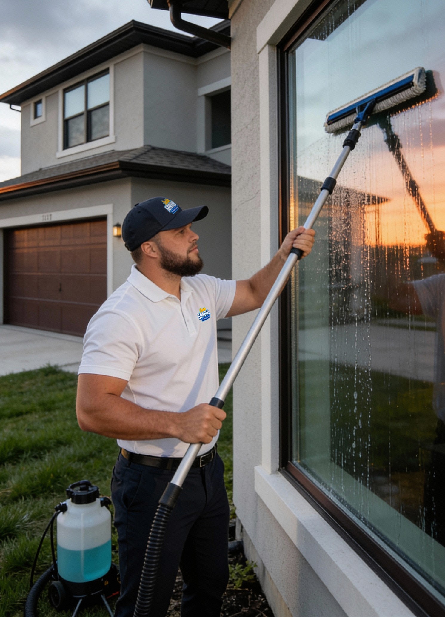 Professional cleaning services tech cleaing windows
