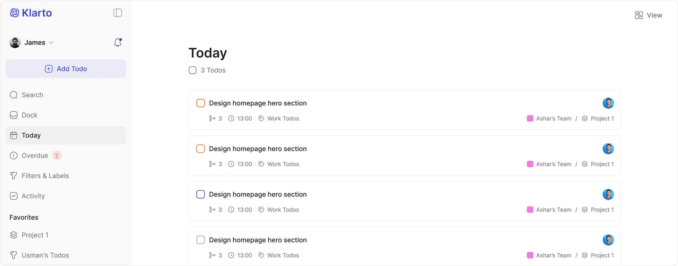 klarto app dashboard easy Ui
