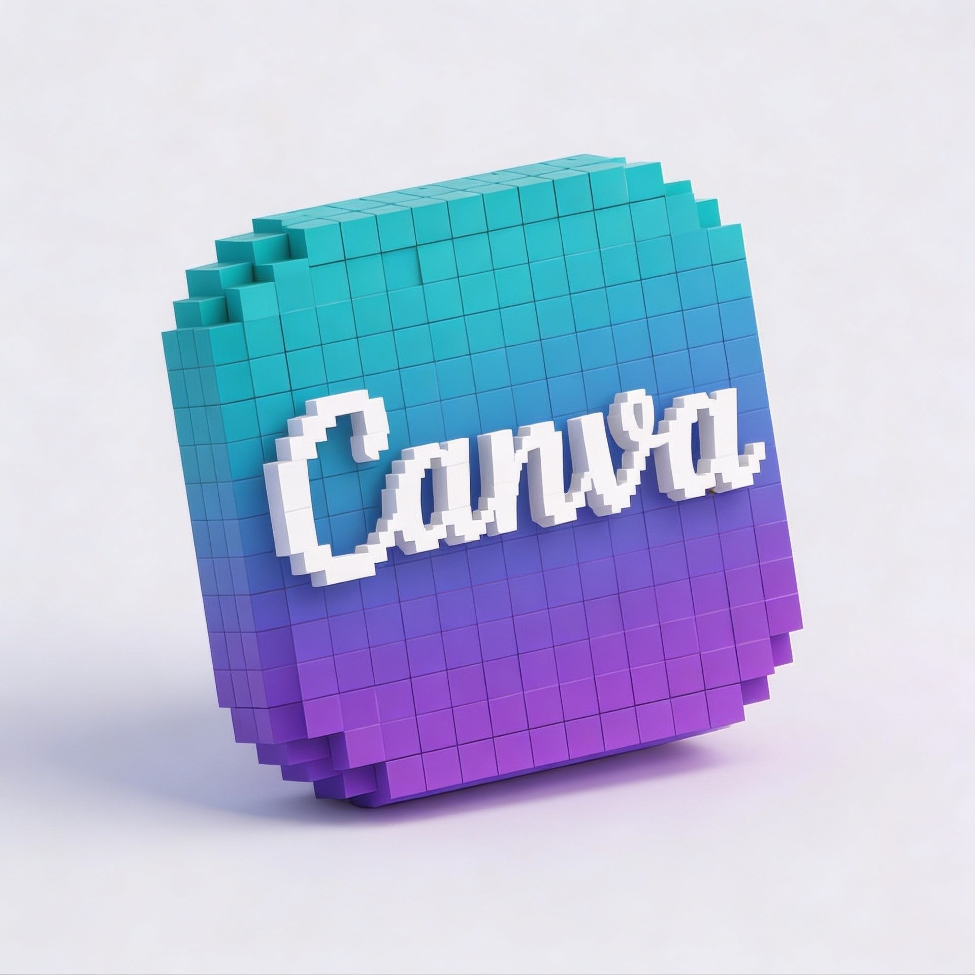 Teal and purple voxel Canva logo symbolizing design for creators