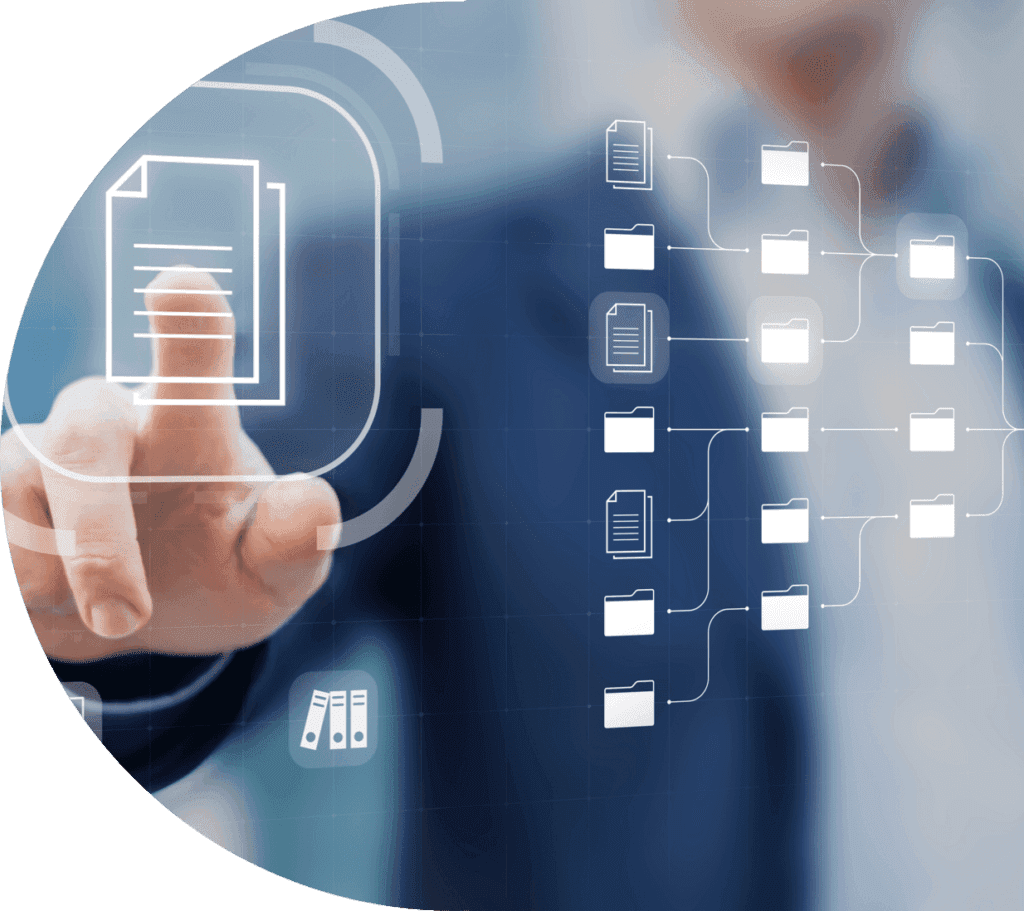 pointing at documents and folders on touch screen