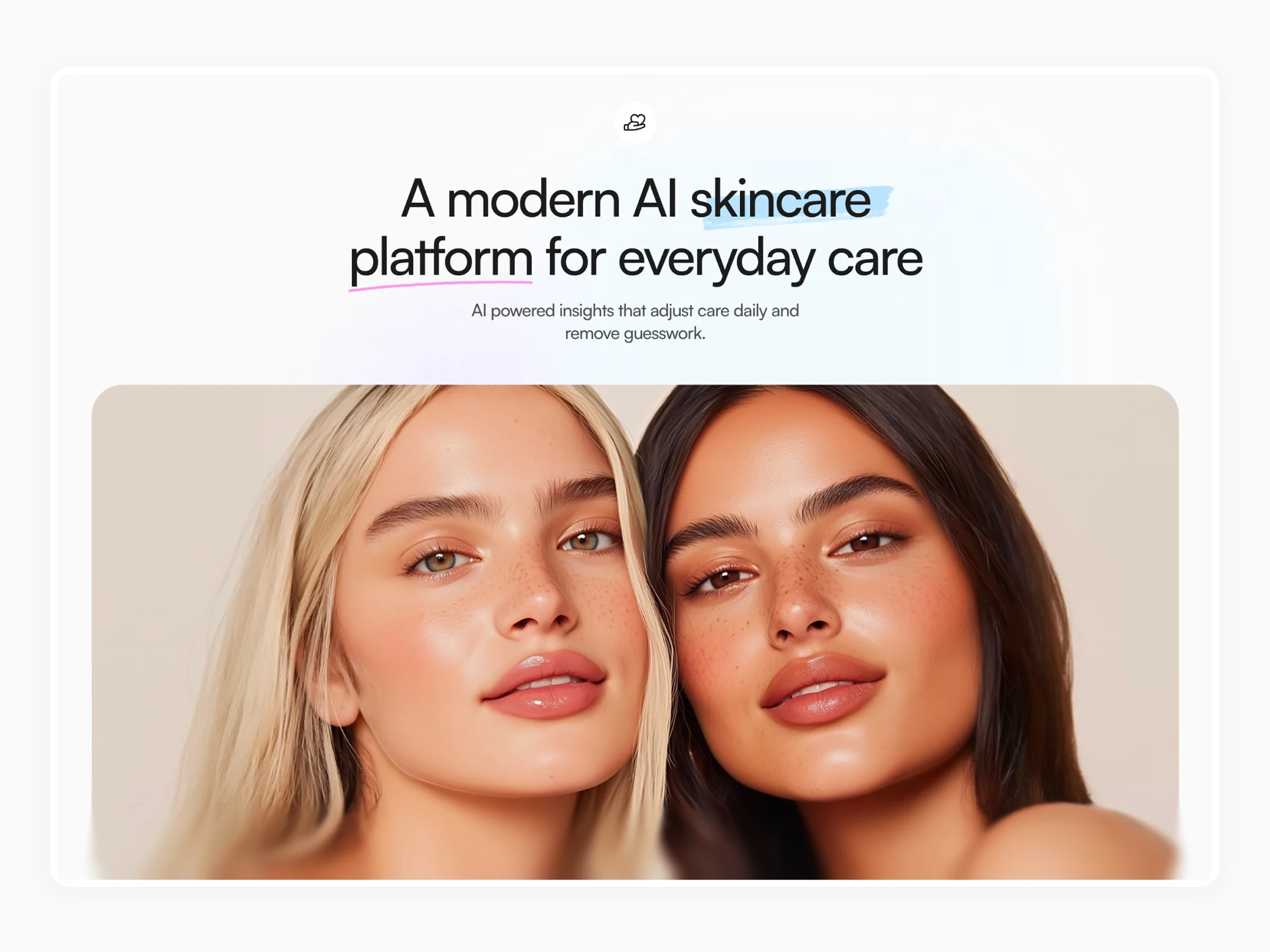 Modern beauty platform design focused on everyday skincare and natural glow.