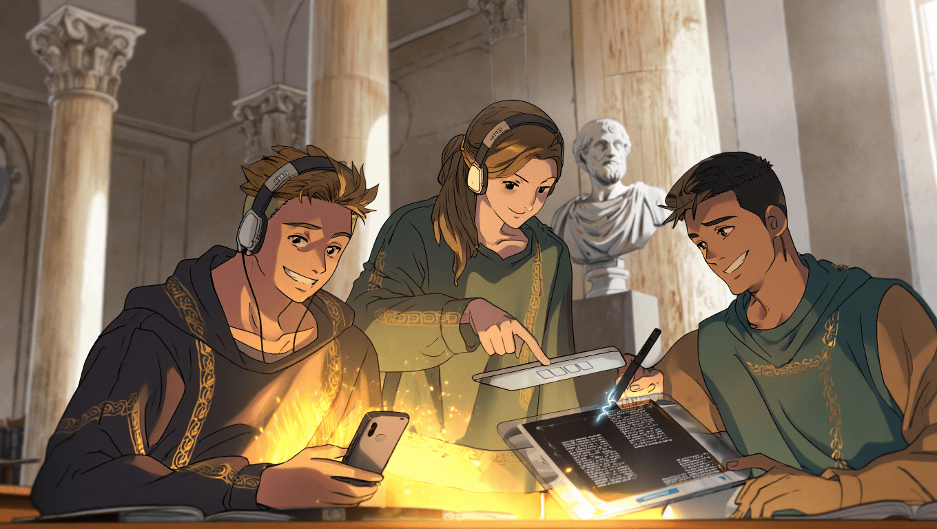 Students smiling while studying together
