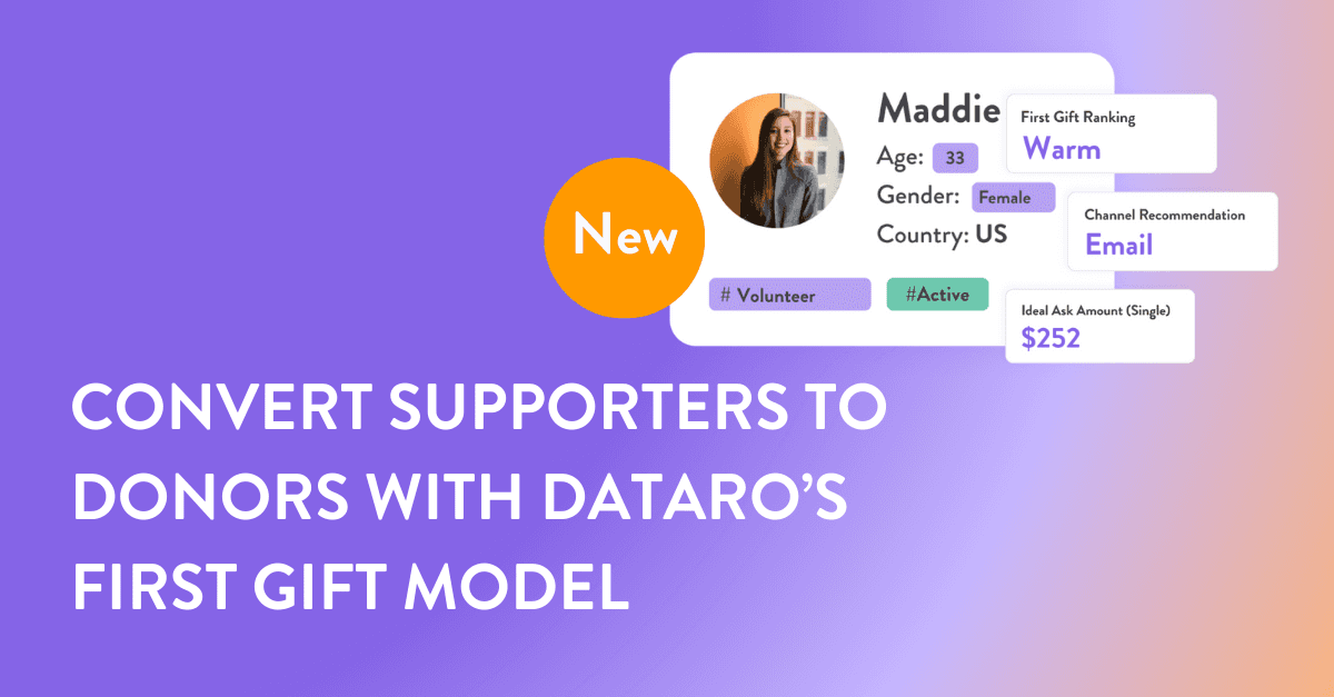 Convert supporters to donors with Dataro’s First Gift Model