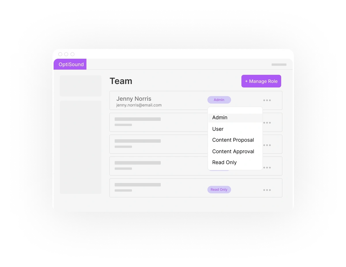 A user interface display showing options, settings, and a submit button in a sleek design.