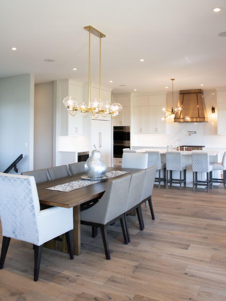 Image of KHD Homes kitchen and dining area with modern furniture, layout design, and interior design elements.