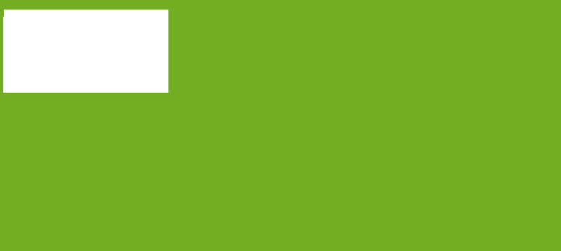 The result of some HTML that shows a white rectangle on a green background