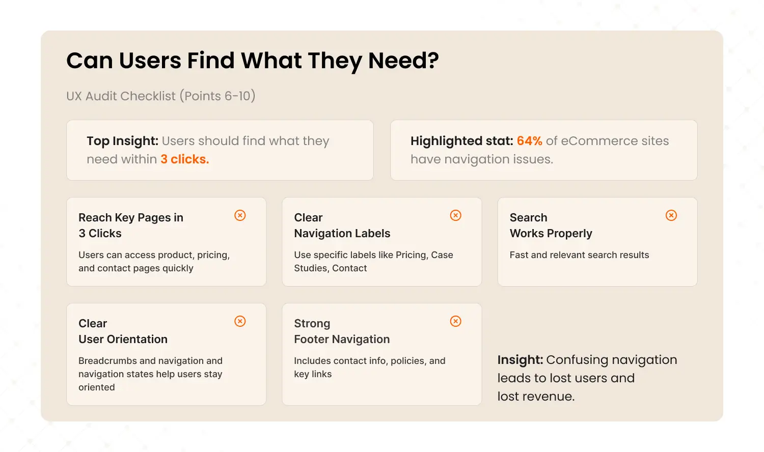 UX navigation audit checklist