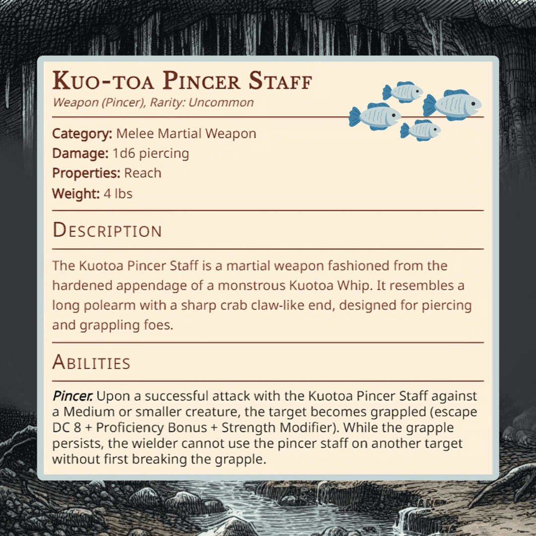 Kuo-Toa Pincer Staff - Description