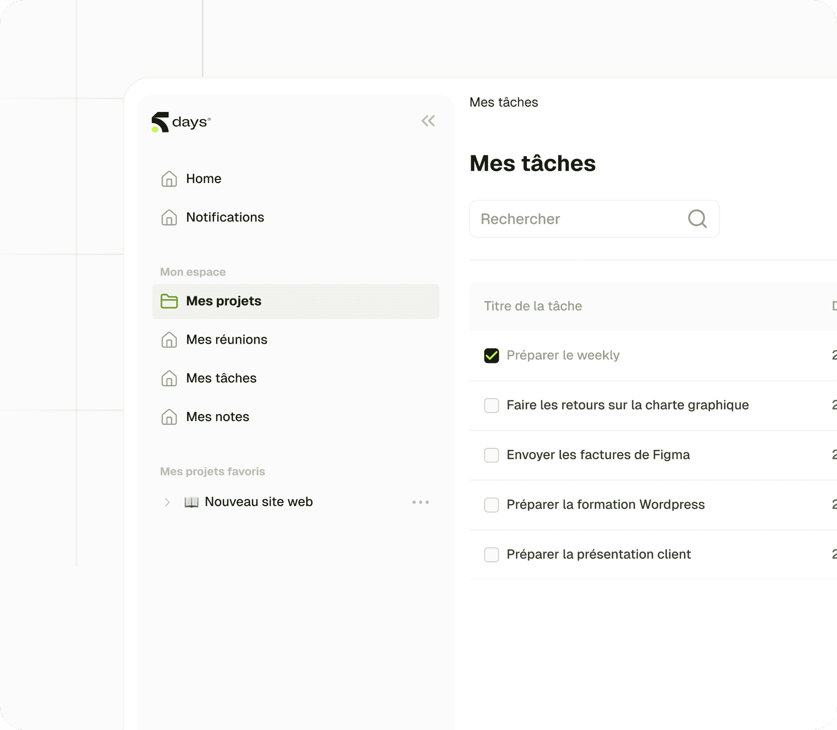 Vue de dashboard Google Meet.