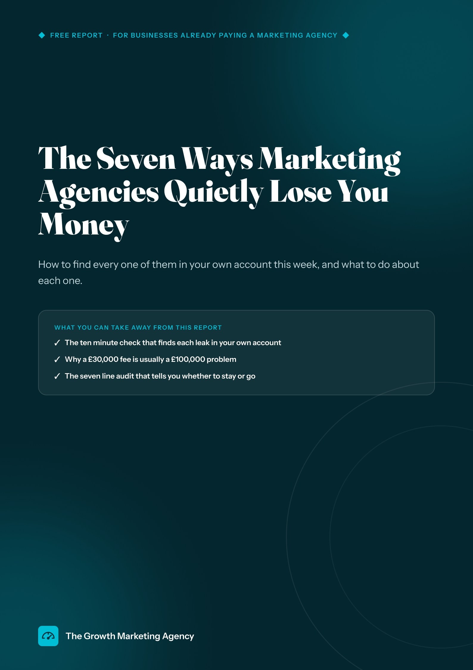 The Seven Ways Marketing Agencies Quietly Lose You Money ? page 1 of 16