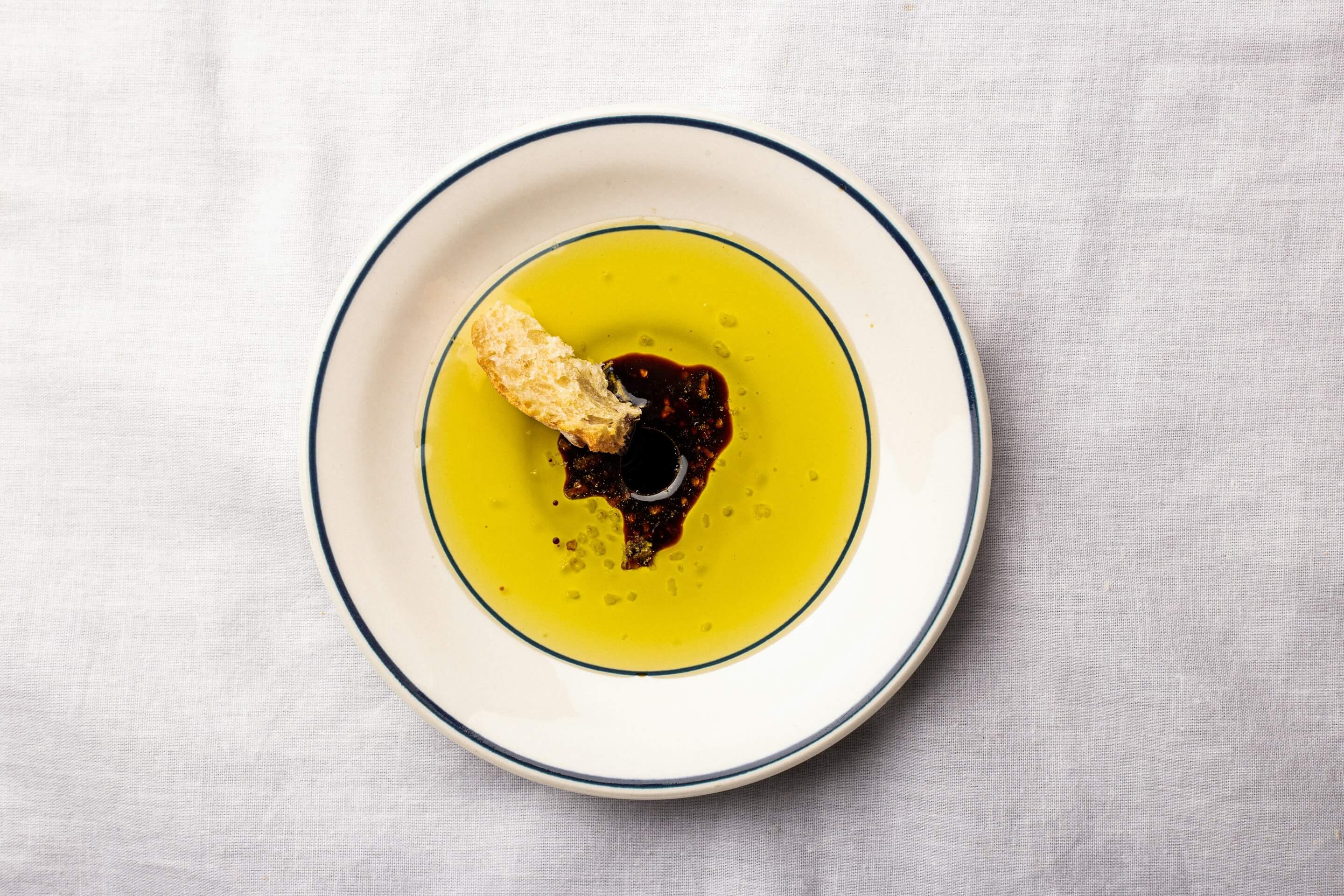 Plate with olive oil