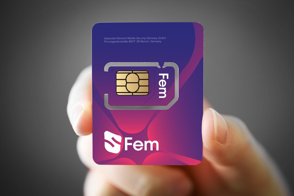 Abstract vertical purple and blue light streaks on a near-black background, used as a brand atmosphere visual for FEM Sweden's visual identity.