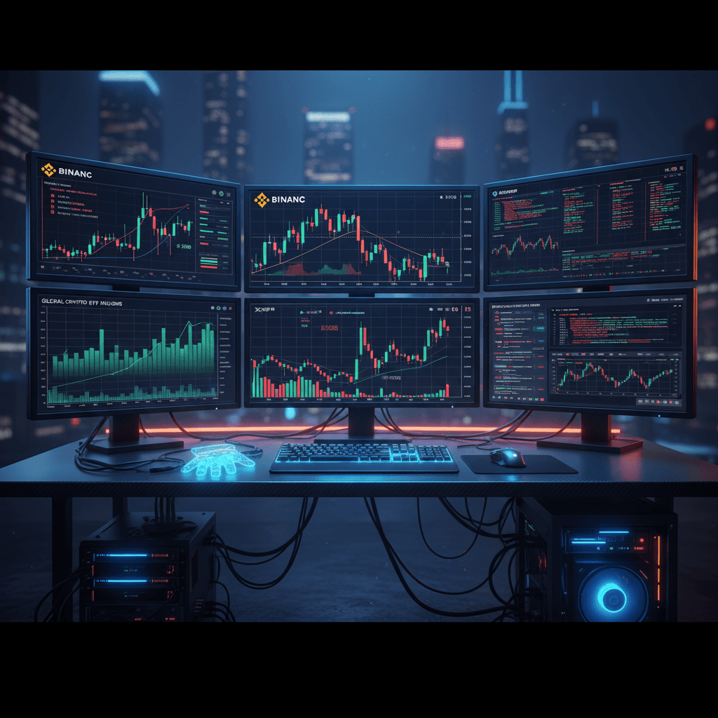 Automated trading desk with XRP ETF charts