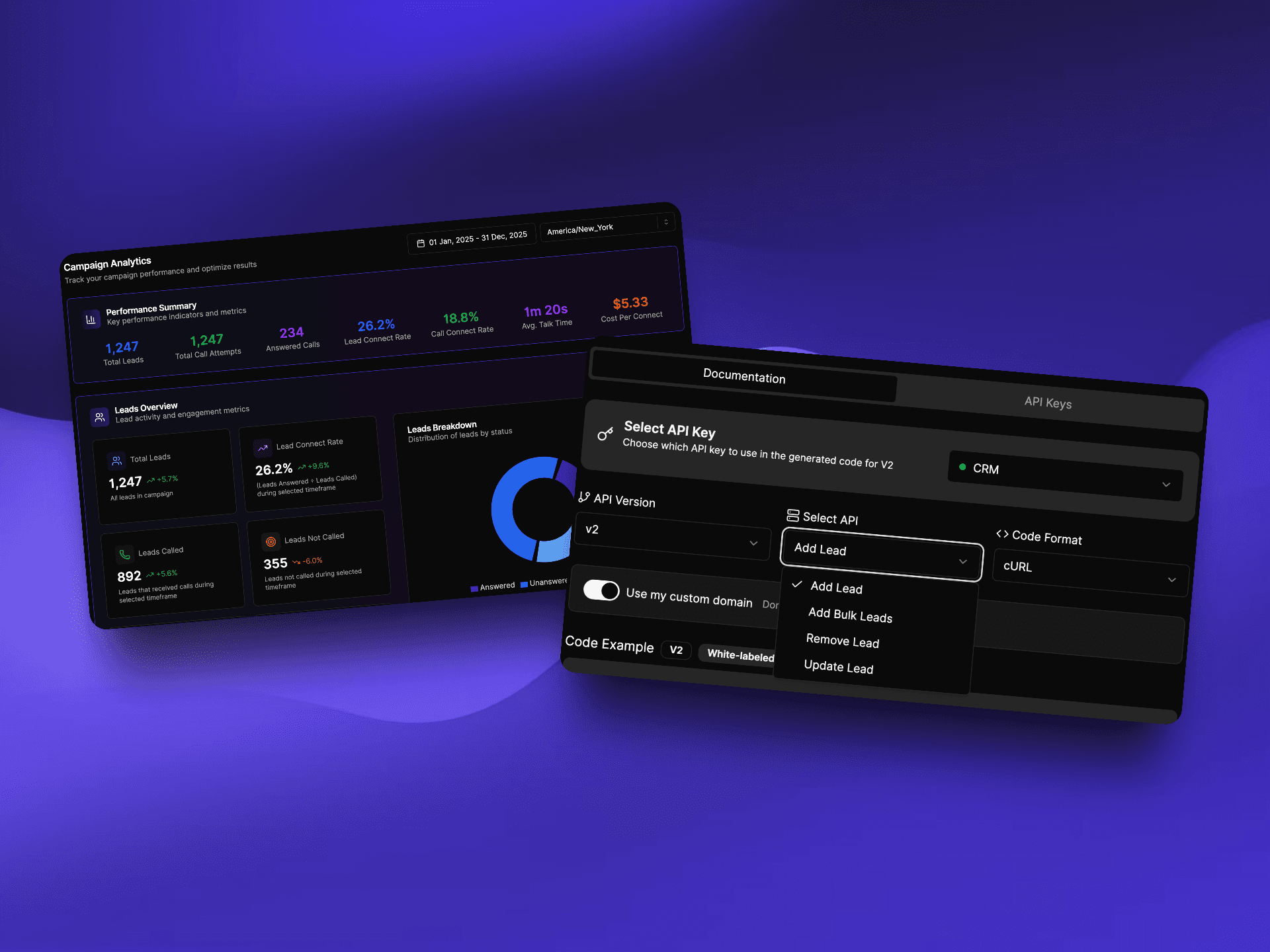 VoiceAIWrapper superior features vs Callin.io - Advanced campaign analytics, API documentation, CRM integration, and comprehensive voice AI provider integration including Vapi, ElevenLabs, Retell, Bolna, and Ultravox with real-time performance tracking and lead management | VoiceAIWrapper