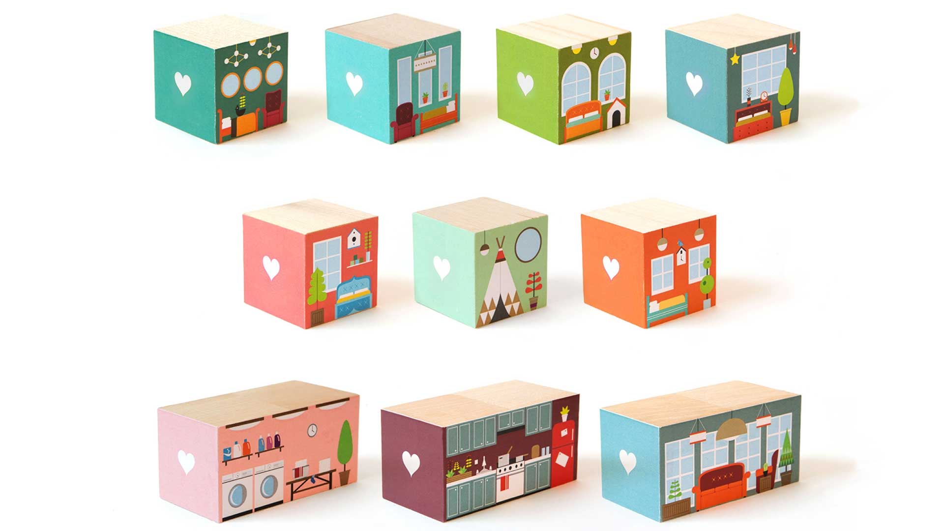 RMH blocks in green, blue and orange pastel colors