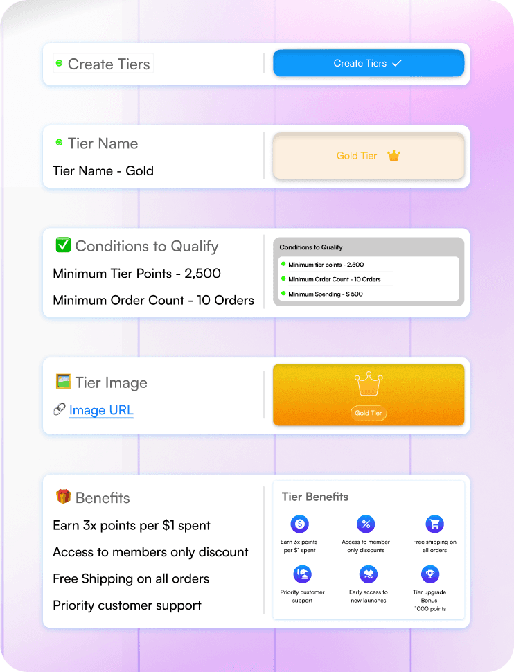 An interface in CXForge Loyalty platform where tier rules/logics are setup