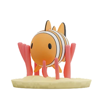 3d clown fish animal icon