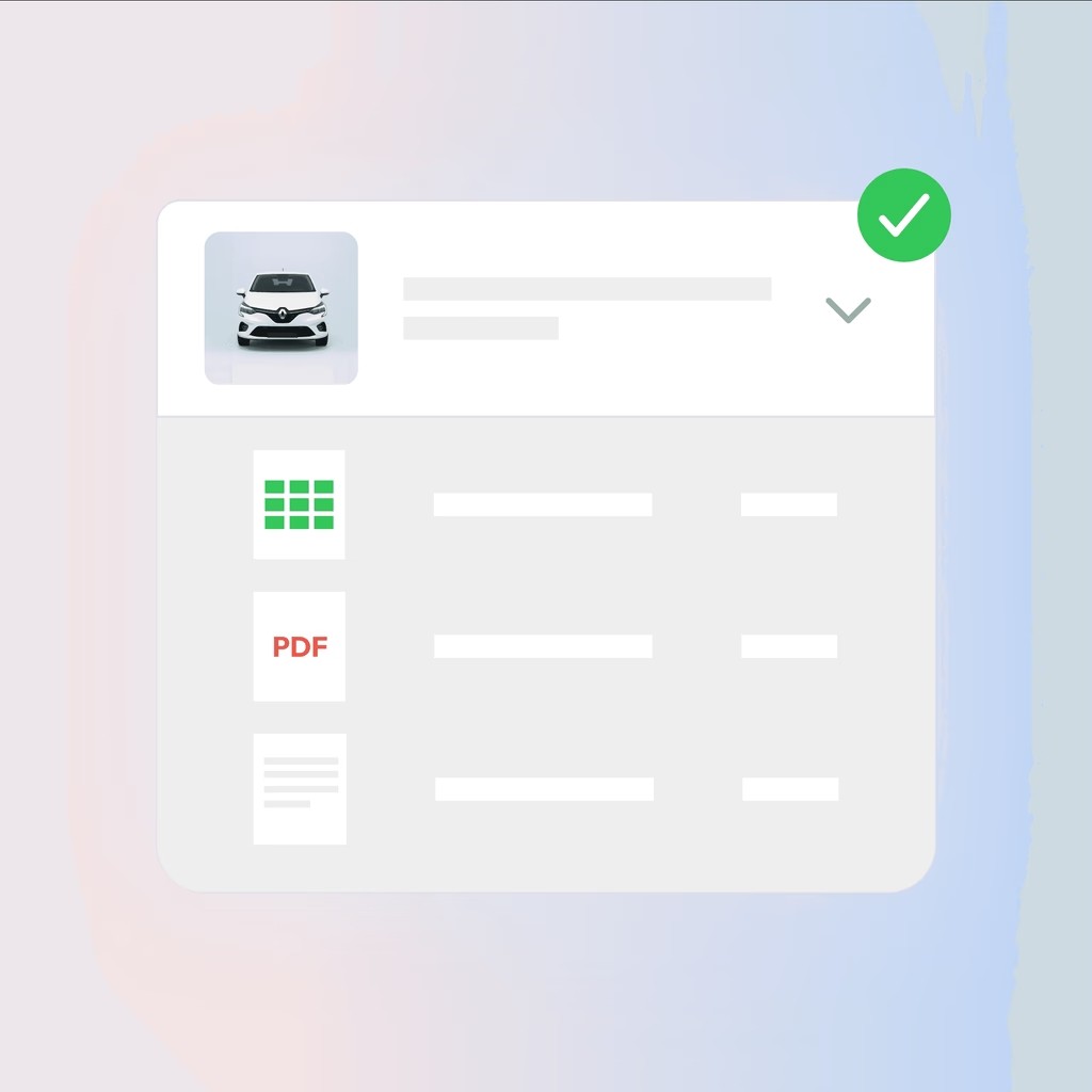 Car details & document options - Invoice, PDF, etc.