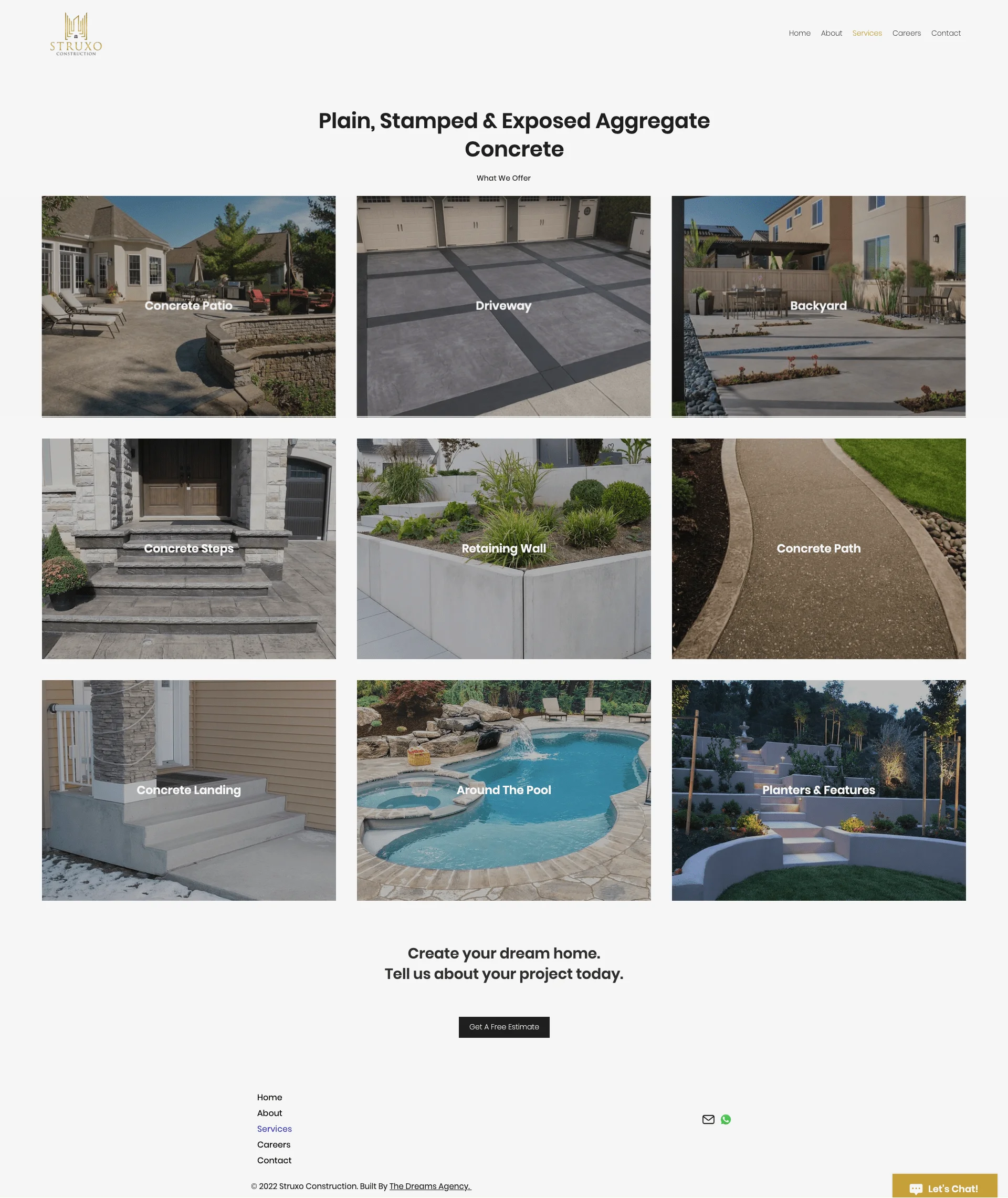 Plain-Stamped-Exposed-Aggregate-Concrete page for struxo website developed & designed by Dreams Agency Mississauga, Ontario