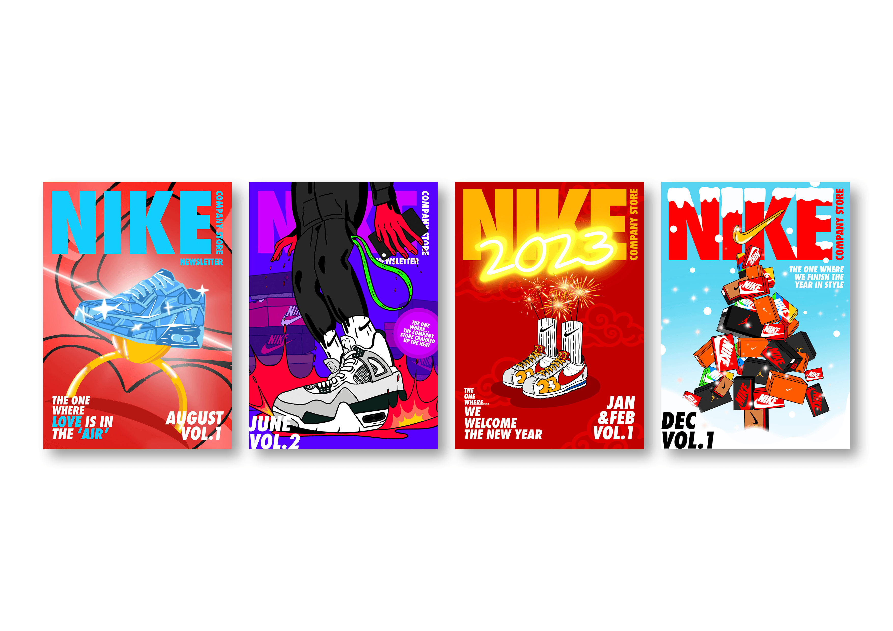 Illustrative Work for Nike Company Store Internal Newsletter