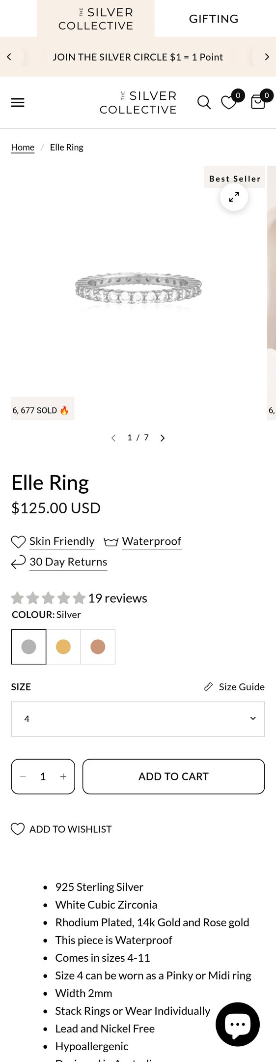 Jewelry product options include: ring for Elle Ring from THE SILVER COLLECTIVE.