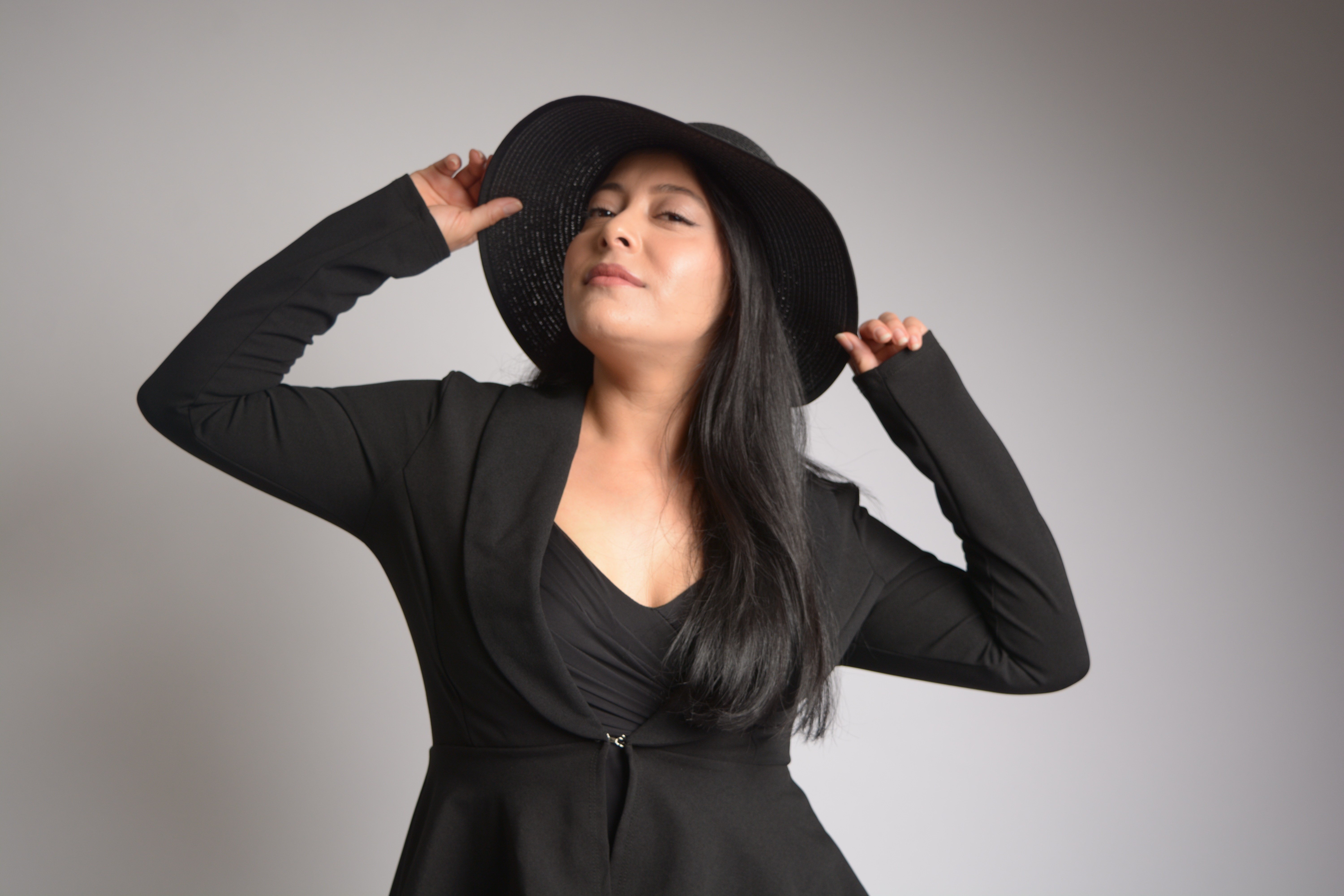 High school senior taking creative portrait photography