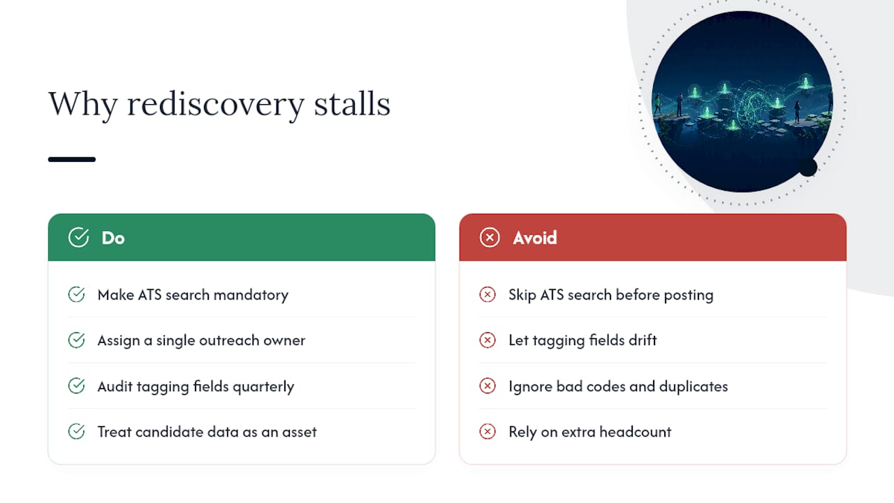 Recruitify Team Perspective: Why Rediscovery Efforts Stall — overview diagram