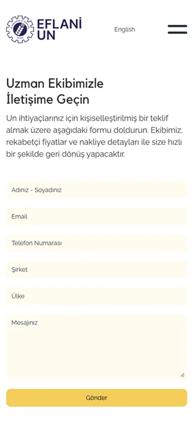 Mobile website mockup contact