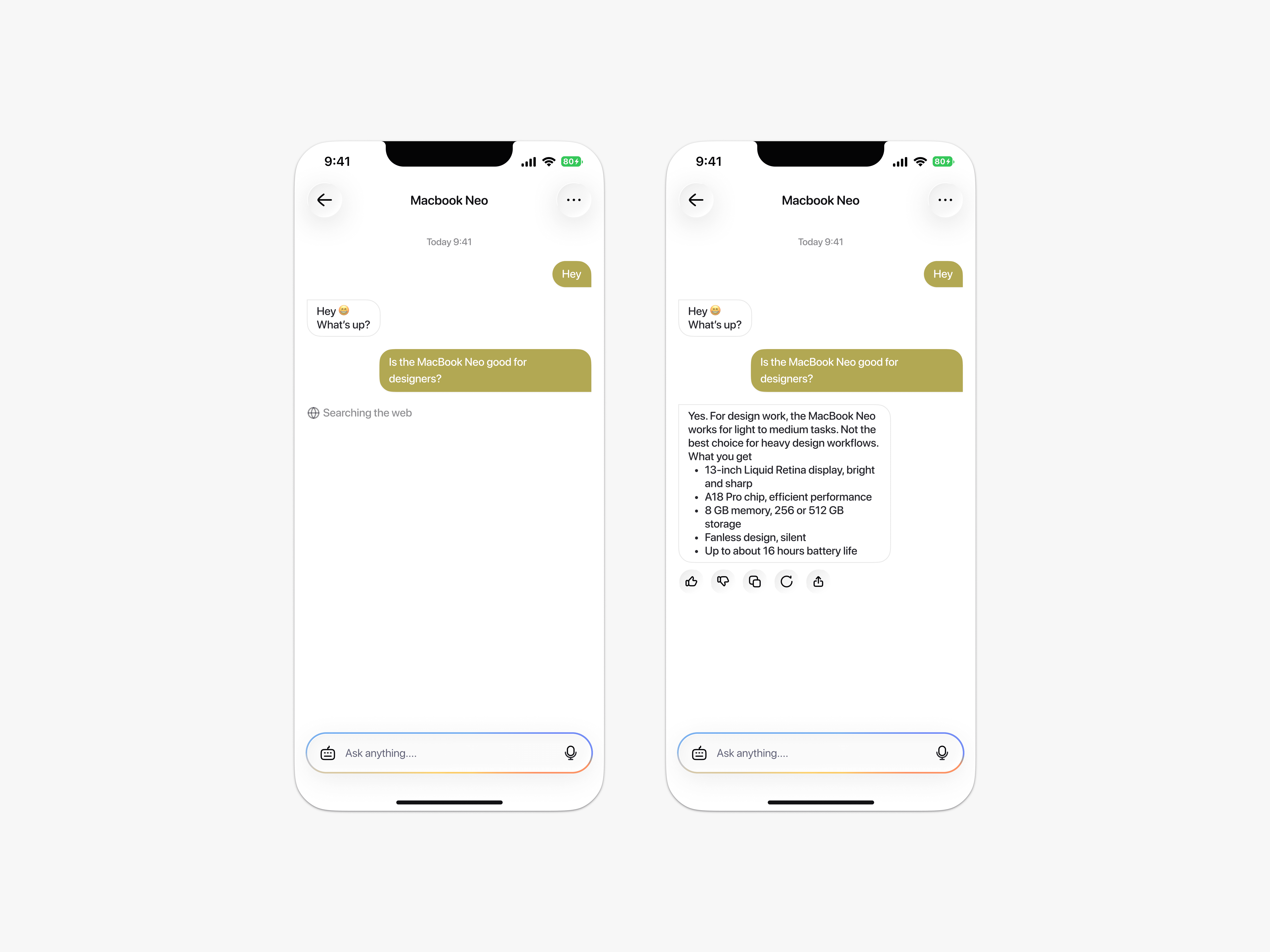 AI Chat Message Screen